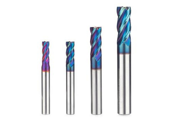 65HRC blaue Nano-Flöten-Schaftfräser-Superleistungs-schöne Schneidwerkzeuge der Beschichtungs-zwei