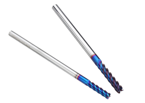 4 Flöten-Fräser-Karbid-flaches Schaftfräser L100mm blaues überzogenes CNC-Nano-Werkzeug