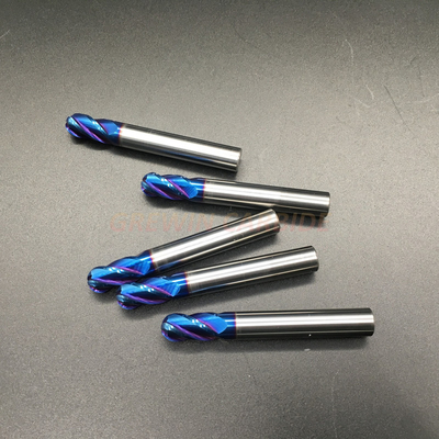 Der Hartmetallkugel-HRC65 Flöte Nasen-der Schaftfräser-2 mit blauem Naco beschichtete 2.5X8X50