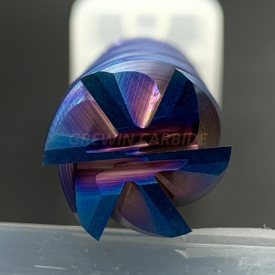 Kundengebundenes HRC65 6 geriffelt feste Karbid-Schaftfräser mit blauer Nano-Beschichtung