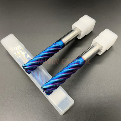 Kundengebundenes HRC65 6 geriffelt feste Karbid-Schaftfräser mit blauer Nano-Beschichtung