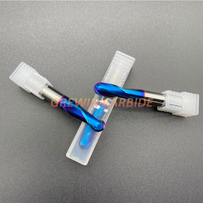 Hochwertiger Nasen-Schaftfräser des Ball-HRC65 mit blauer Nano-Beschichtung 2/4F