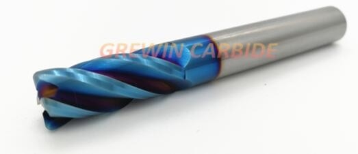 Blauer Karbid-Ecken-Radius-Nano-Schaftfräser Tungstan 0.01mm