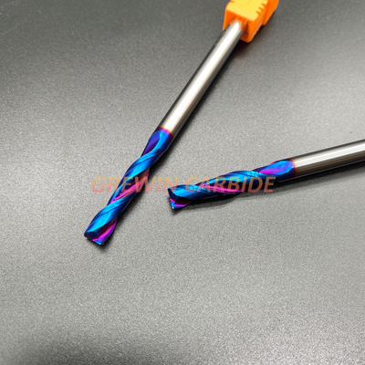 Doppelte Flöten winden sich flacher Karbid-Schaftfräser blauer überzogener CNC-Nano-Fräser